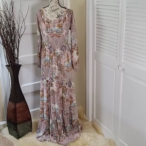 LORD & TAYLOR HIGHLINE LONG FLORAL DRESS